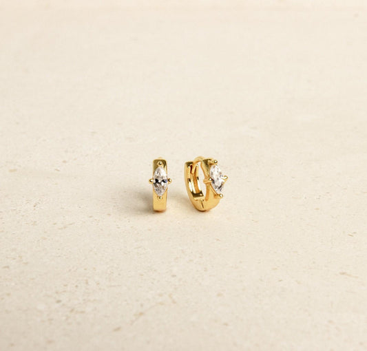 Personalized Marquise Diamond Huggie Earrings