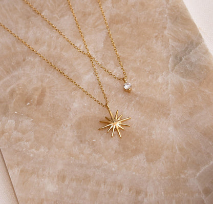 Personalized Diamond Starburst Layered Necklace