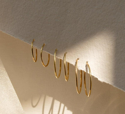 Medium Thin Gold Hoop Earrings