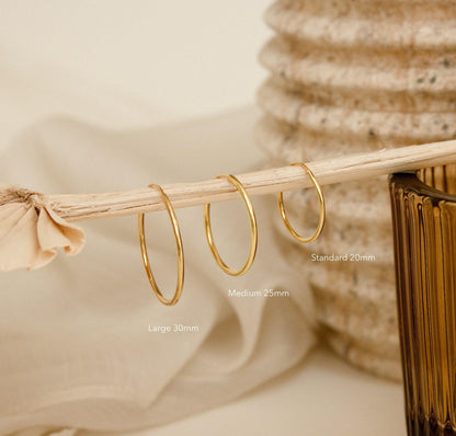 Medium Thin Gold Hoop Earrings