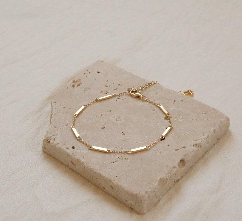 Gold and Silver Dainty Bar Chain Bracelet