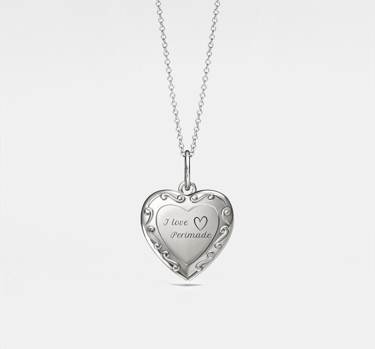 Personalized Heart Photo Locket Necklace in Silver