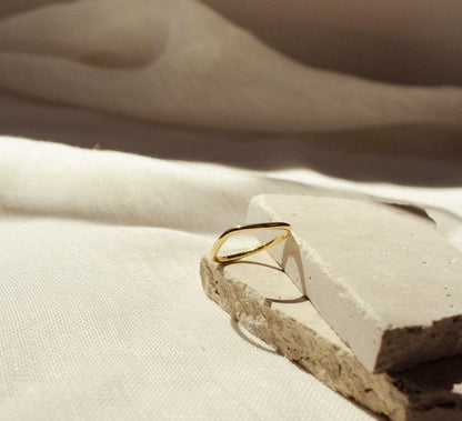 Gold and Sterling Silver Dainty Wave Ring