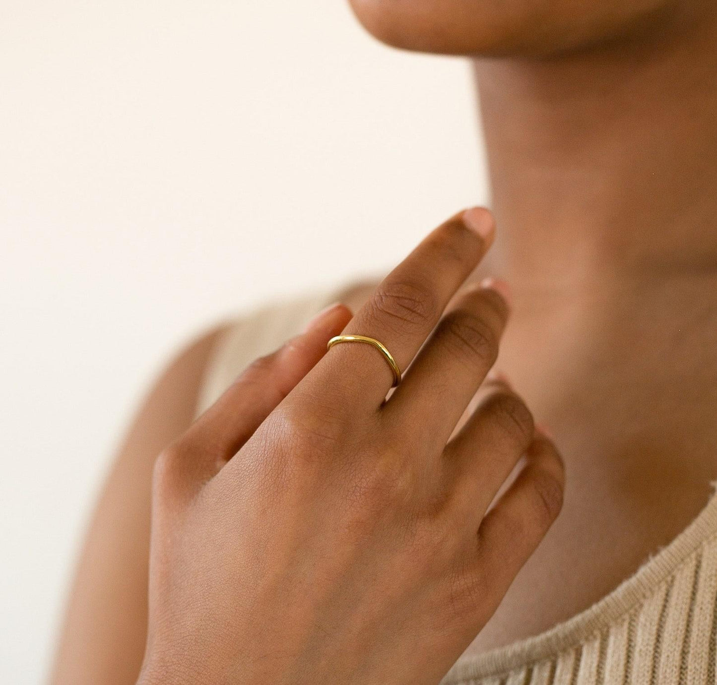 Gold and Sterling Silver Dainty Wave Ring