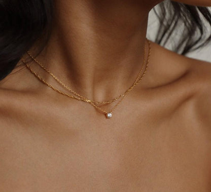 Floating Diamond Solitaire Necklace