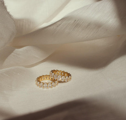 Oval Cut Diamond Gold Eternity Ring