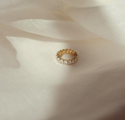 Oval Cut Diamond Gold Eternity Ring