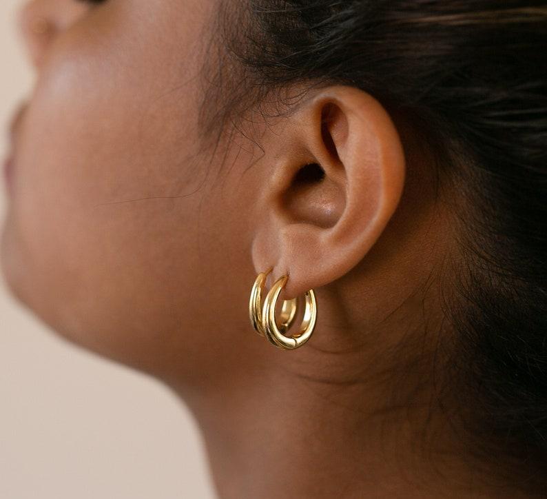 Small Gold and Silver Minimalist Hoop Earrings