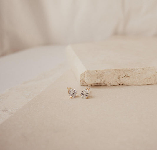 Dainty Pear Diamond Stud Earrings