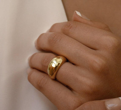 Gold Dome Minimalist Statement Ring