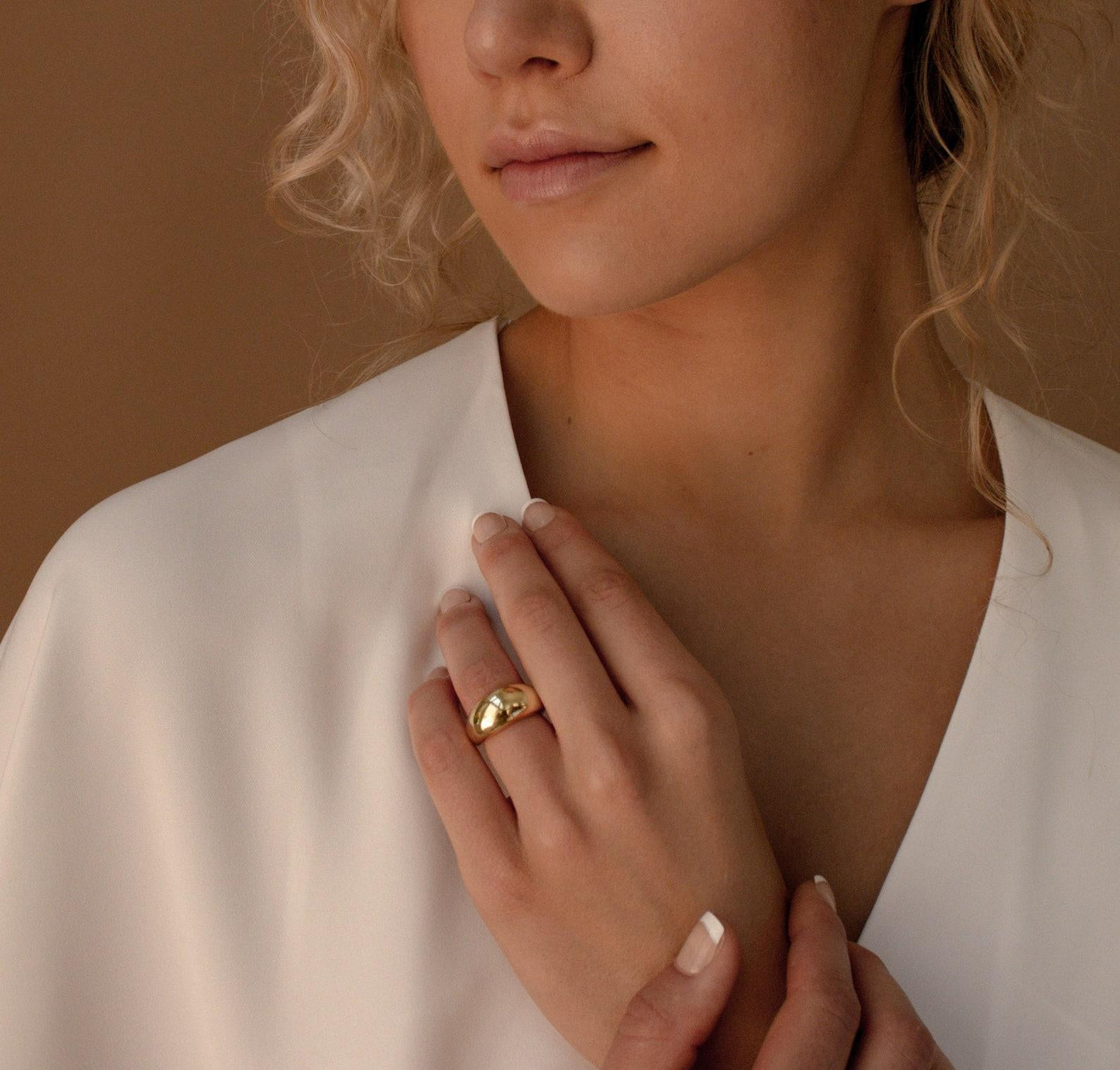 Gold Dome Minimalist Statement Ring