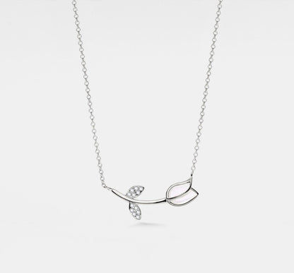 Dainty Opal Tulip Layering Necklace in Silver