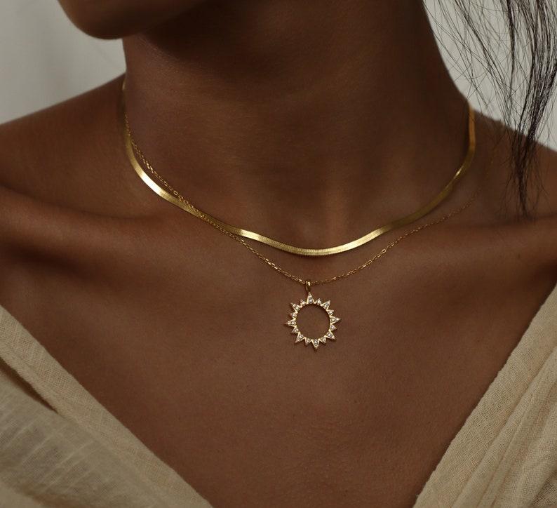 Personalized Gold and Silver Sun Necklace