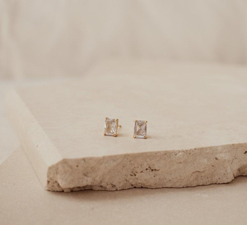 Minimalist Emerald Diamond Cut Earrings