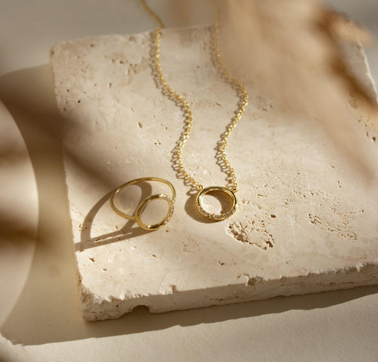 Customized Pave Circle Necklace in Gold and Silver