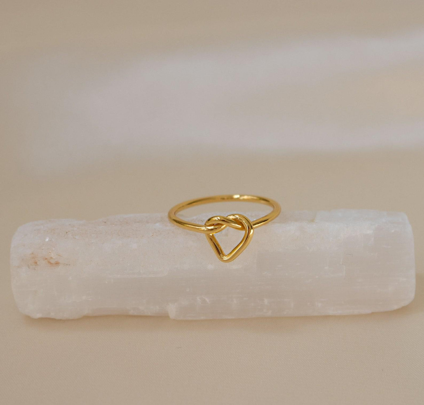 Personalized Gold Heart Knot Midi Ring