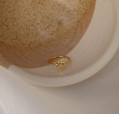 Personalized Gold Heart Knot Midi Ring