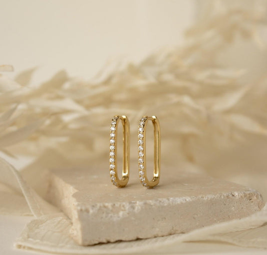 Gold Cable Chain Diamond Earrings