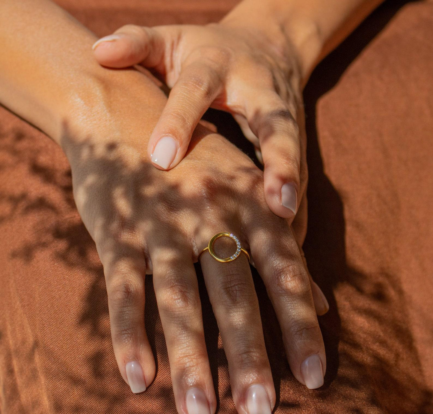 Personalized Gold Geometric Open Circle Ring