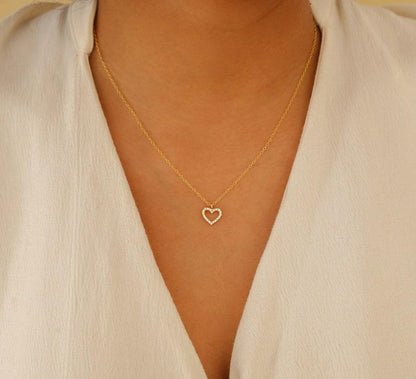 Personalized Pave Diamond Heart Necklace