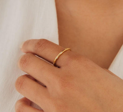 Minimalist Gold Diamond Stacking Ring