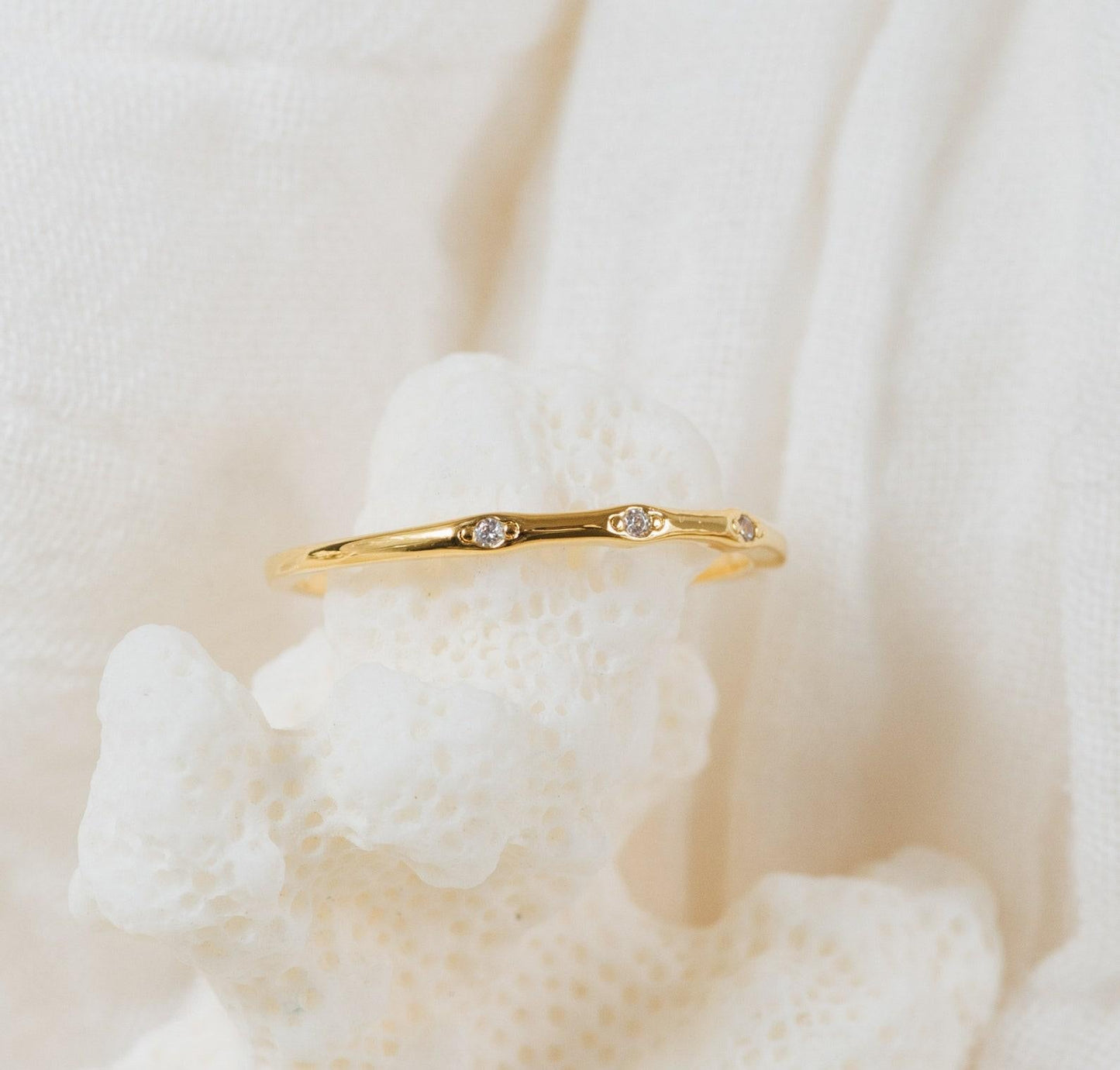 Minimalist Gold Diamond Stacking Ring