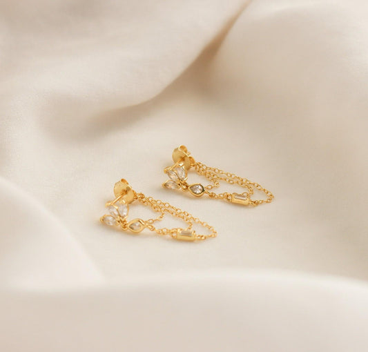 Personalized Marquise Diamond Dangle Earrings