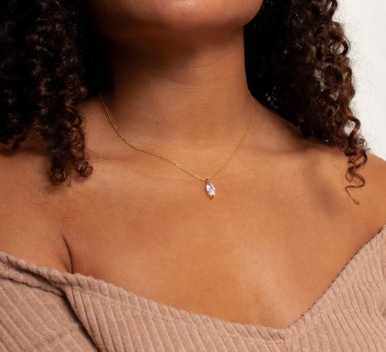 Dainty Marquise Diamond Pendant Necklace