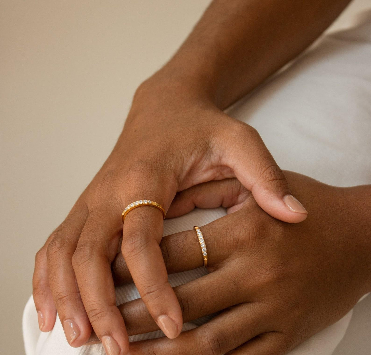 Dainty Gold Skinny Pave Signet Ring