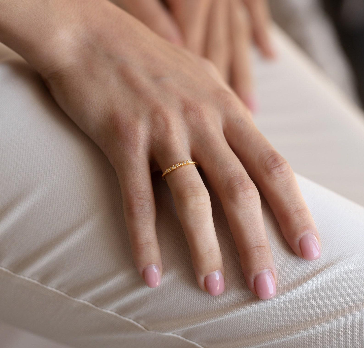 Dainty Thin Gold Diamond Engagement Ring