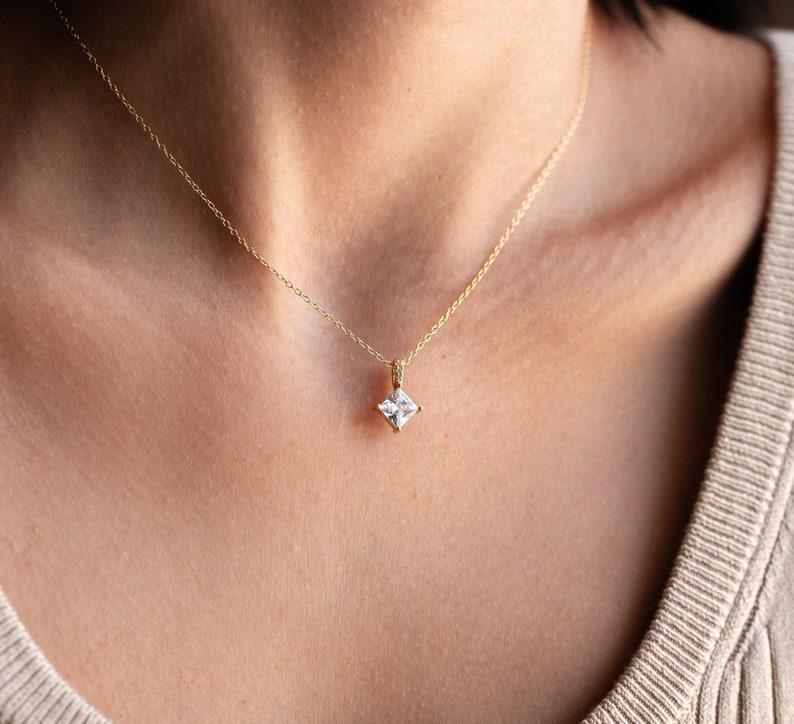 Princess Cut Diamond Pendant Necklace