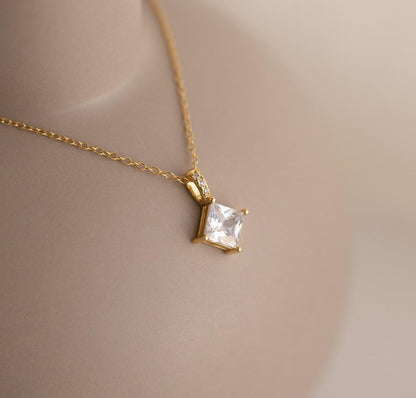 Princess Cut Diamond Pendant Necklace