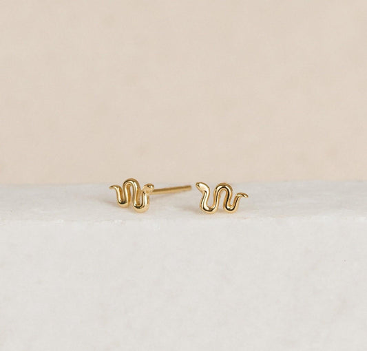 Personalized Gold and Silver Snake Studs