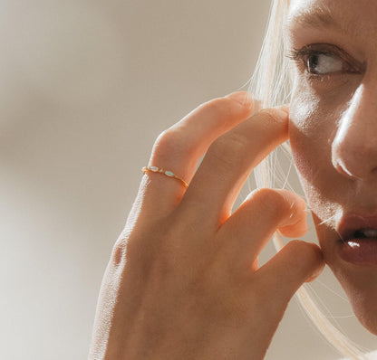 Dainty Gold Opal Marquise Ring