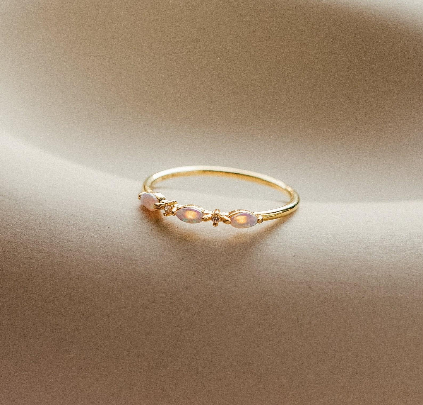 Dainty Gold Opal Marquise Ring