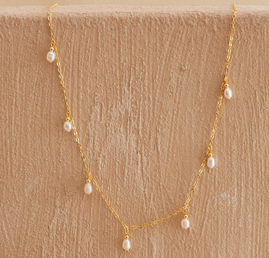 Personalized Pearl Drop Necklace in Gold Silver