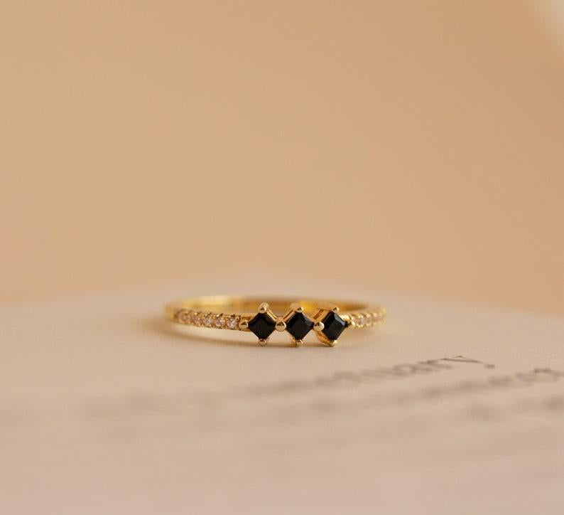 Personalized Black Diamond Vintage Ring