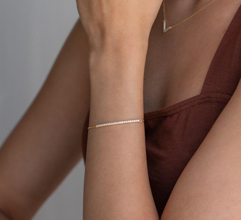 Dainty Diamond Bar Bracelet in Minimalist Style