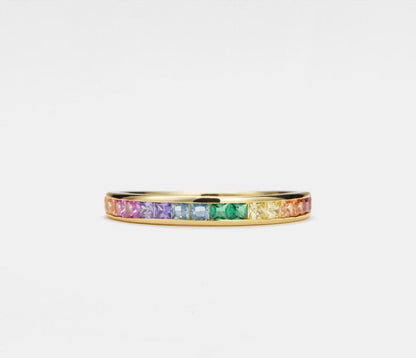 Rainbow Pride Stackable Sterling Silver Ring