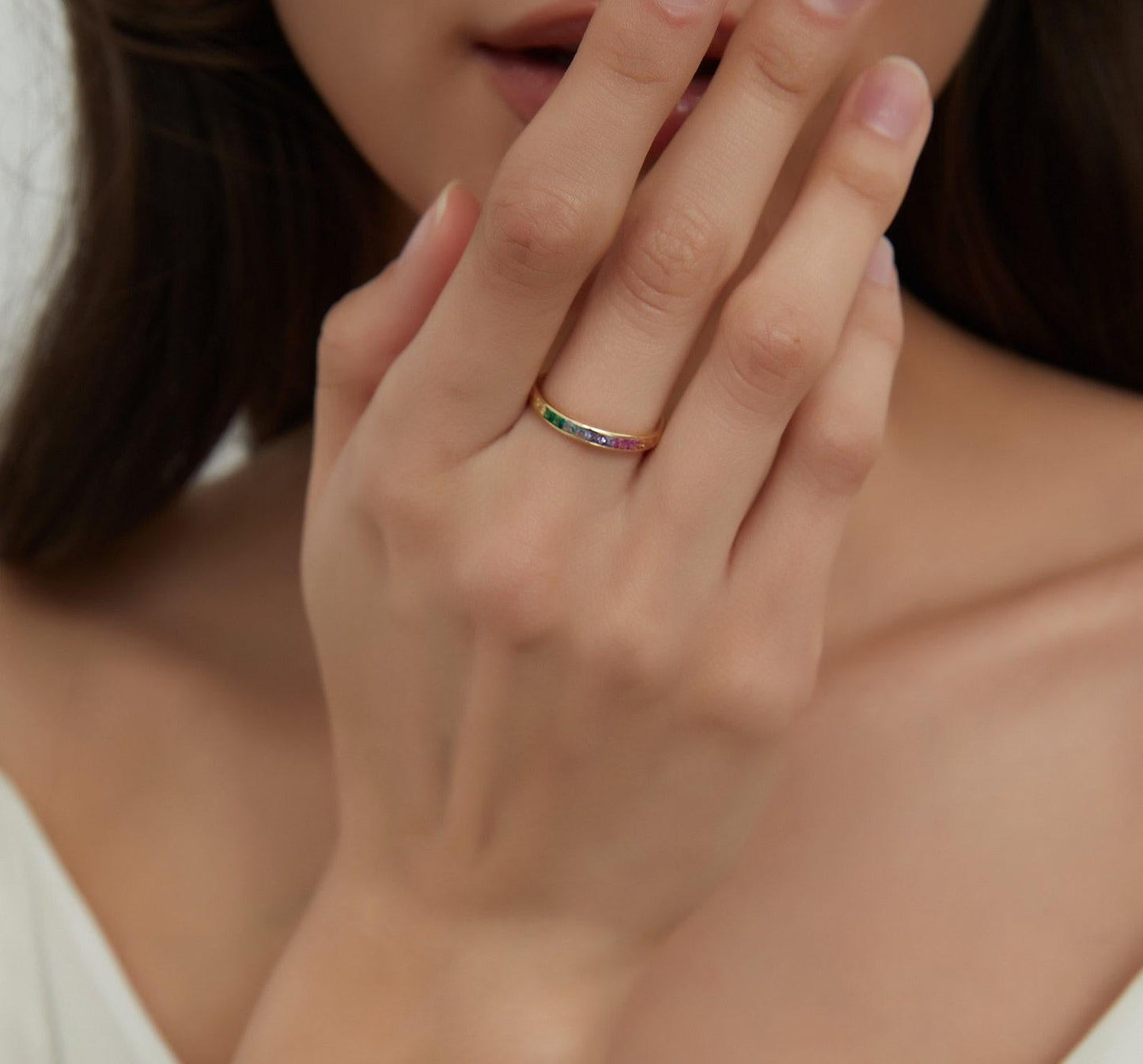 Rainbow Pride Stackable Sterling Silver Ring