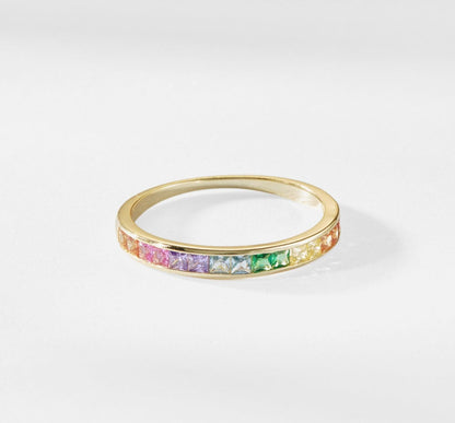 Rainbow Pride Stackable Sterling Silver Ring