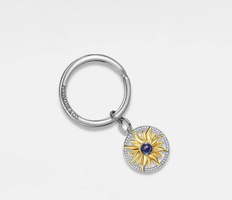 Personalized Sunflower Projection Keychain