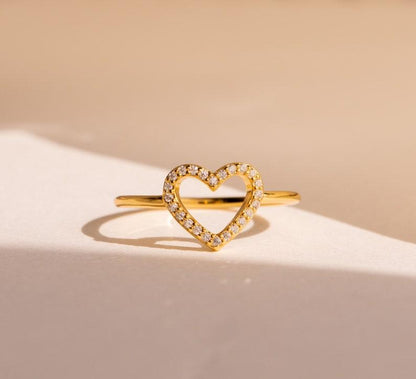 Personalized Pave Crystal Heart Ring