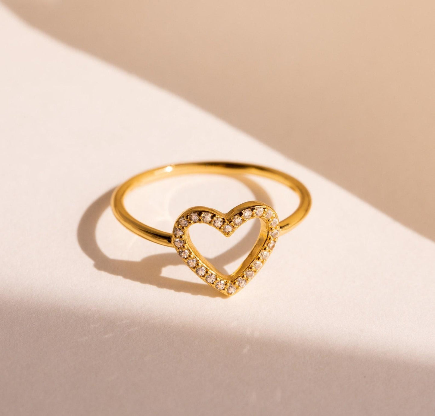 Personalized Pave Crystal Heart Ring