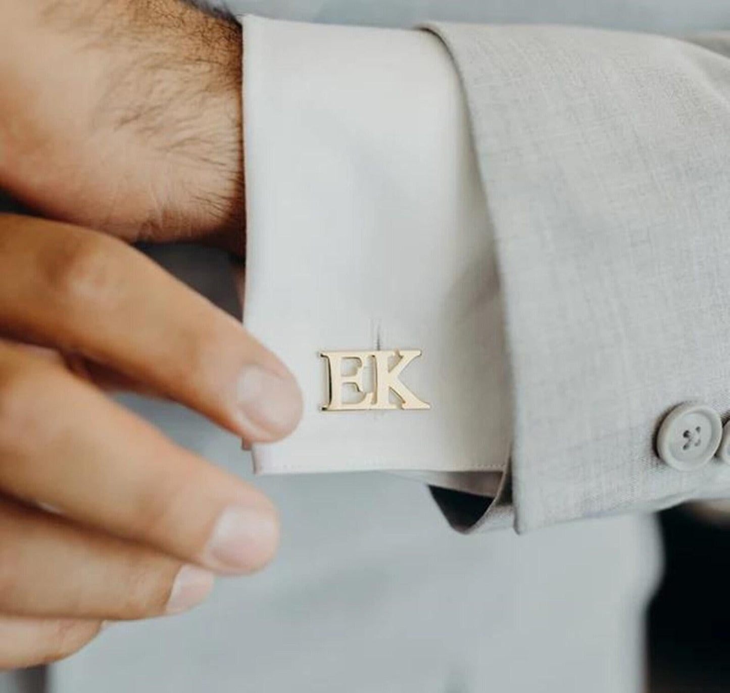 Customized Sterling Silver Initial Cufflinks