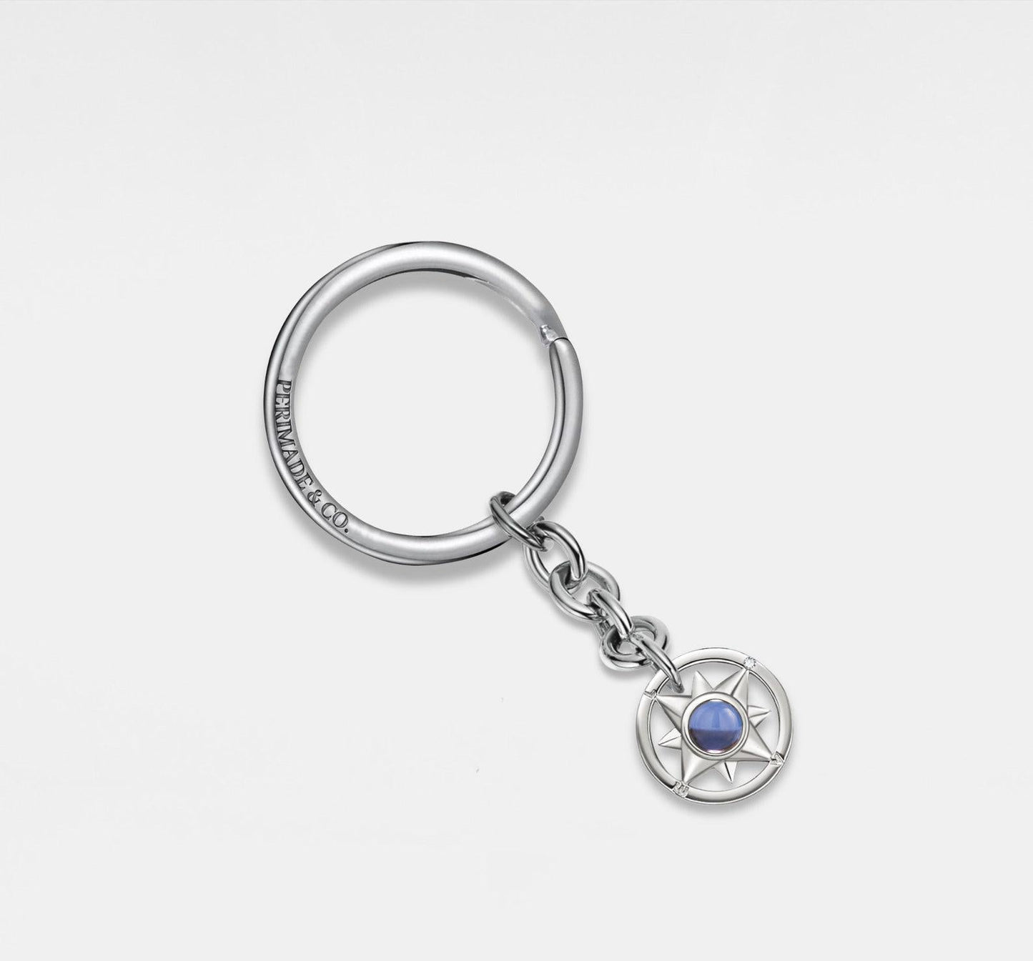 Custom Silver Compass Projection Keychain