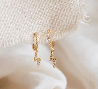 Personalized Pave Diamond Lightning Bolt Earrings