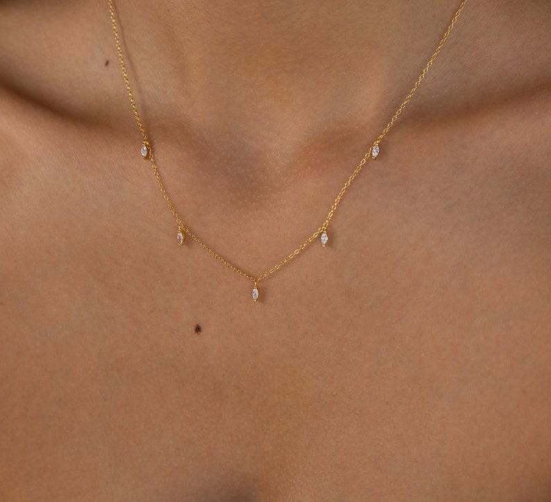 Dainty Marquise Diamond Station Necklace