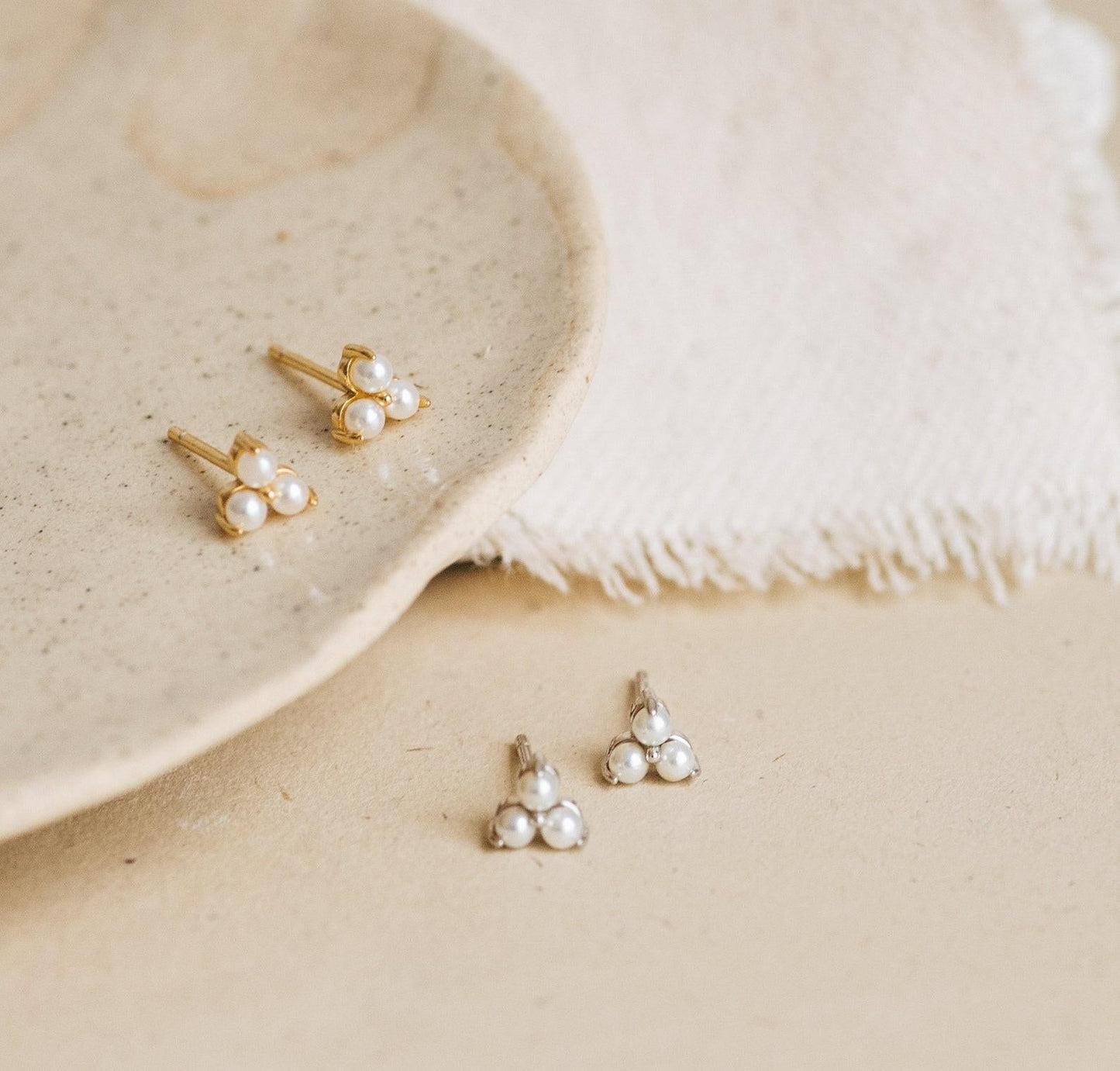 Personalized Pearl Stud Earrings in Silver