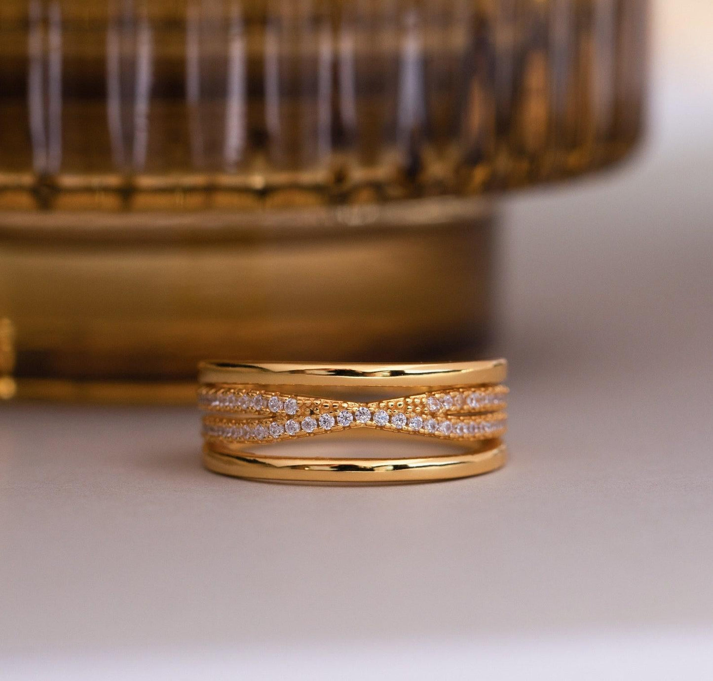 Gold Diamond Twist Stacking Ring